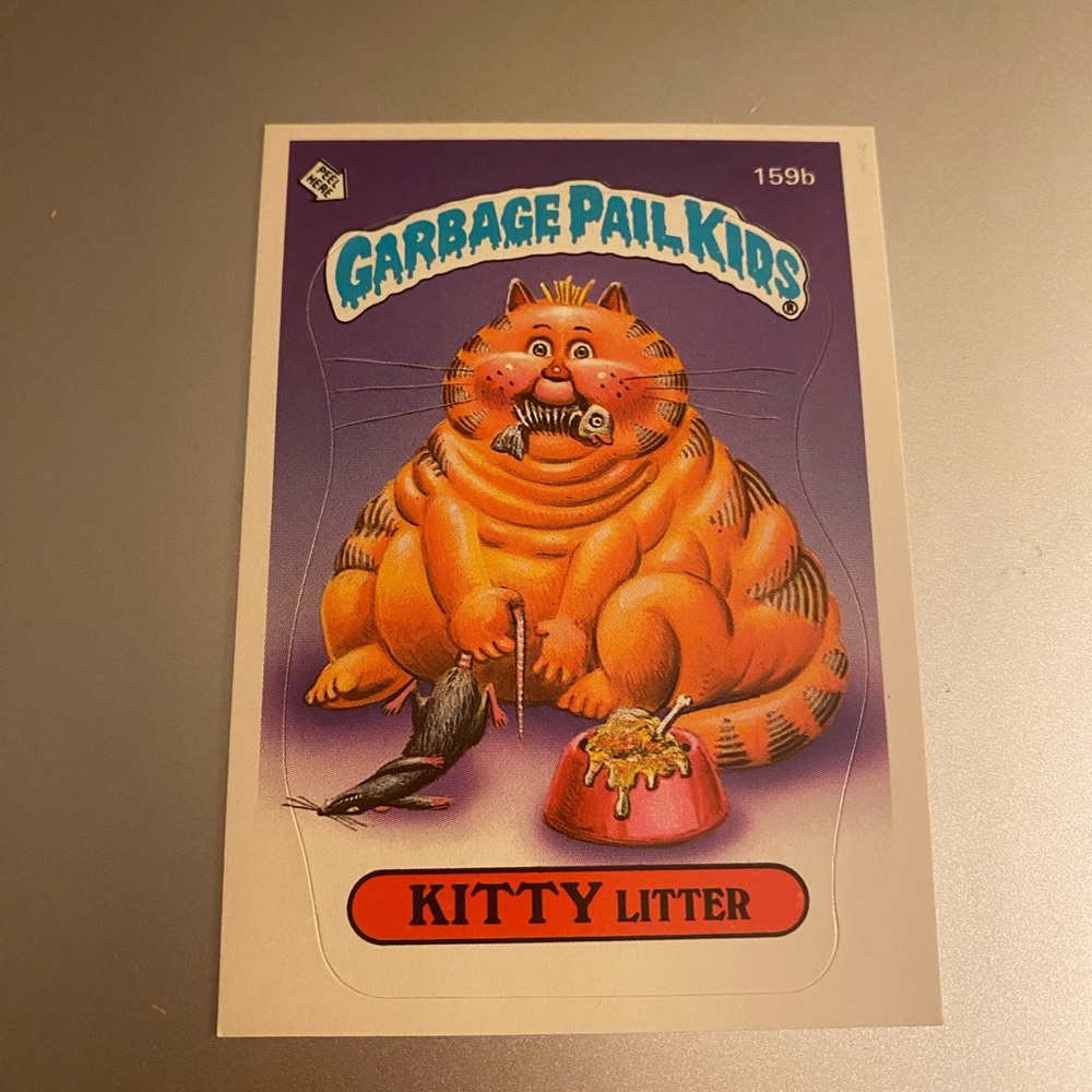 GPK Kitty Litter 159b Garbage Pail Kids card with sticker 1986